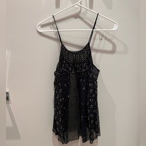 Navy Printed Spaghetti Strap Top - Anthropologie